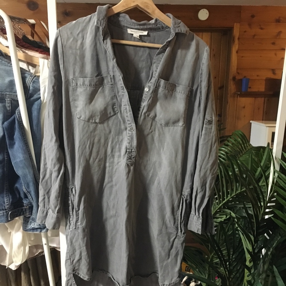 Grey button up collared dress